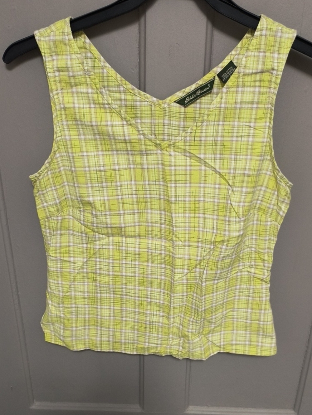 Eddie Bauer Yellow Plaid V-Neck Sleeveless Tank